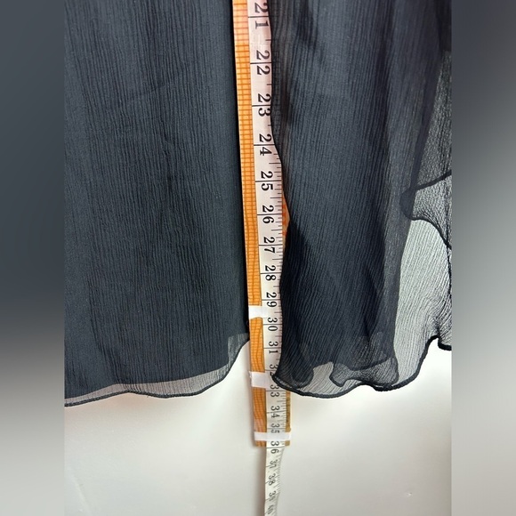 Tibi New York 100% Silk Embellished Neck Tunic Flare Mid Dress Black boho Sz 4 - Picture 10 of 11